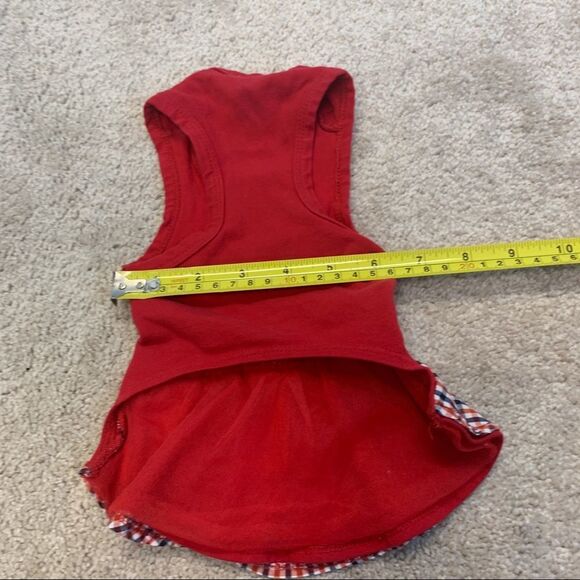 SMALL breed toy dog red dress plaid check Sz S - Picture 5 of 6